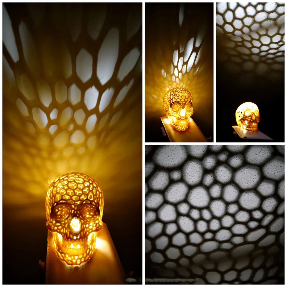 Crystal Cell Skull Lamp