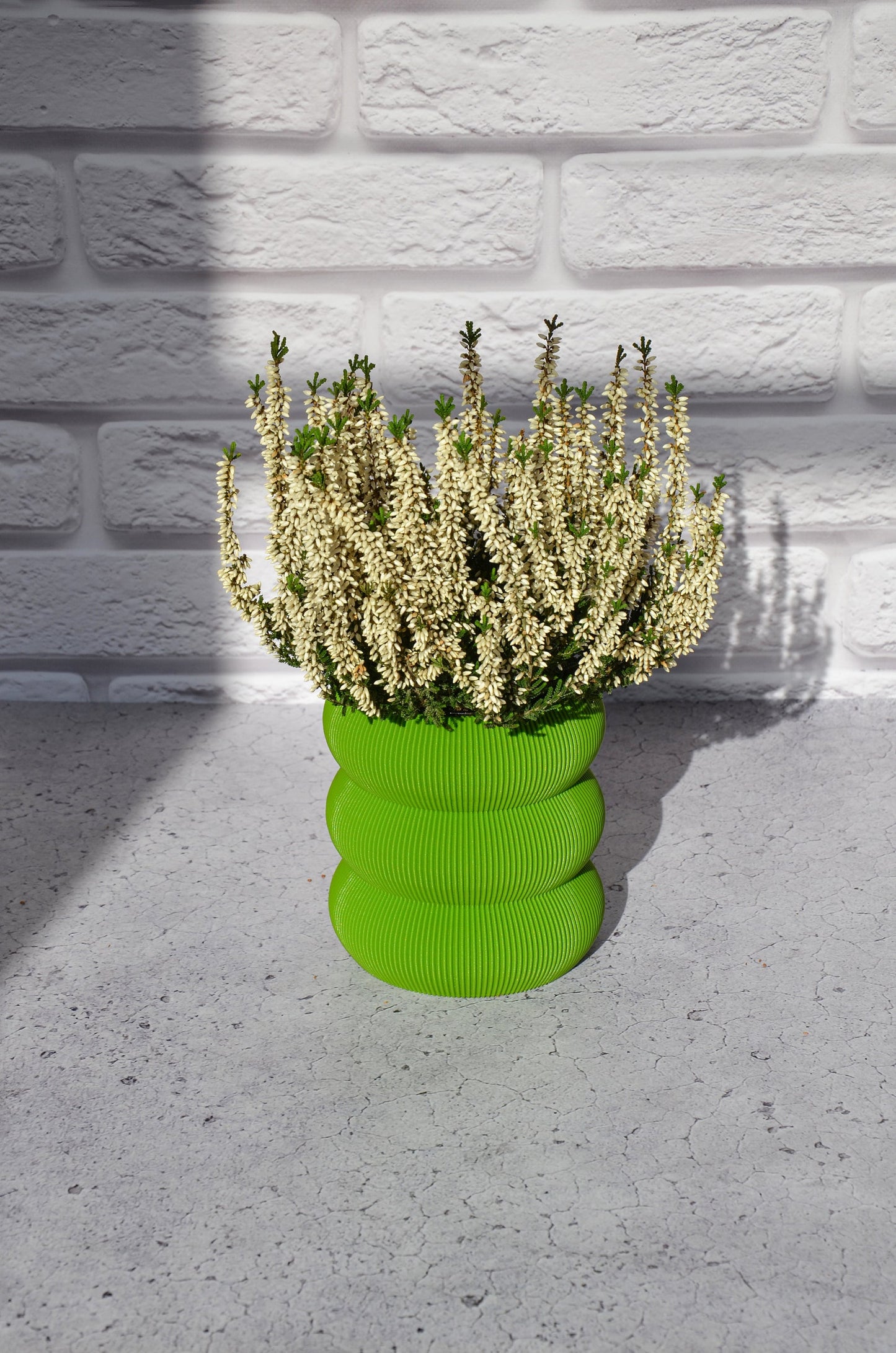 Ribbed Green Decor Vase